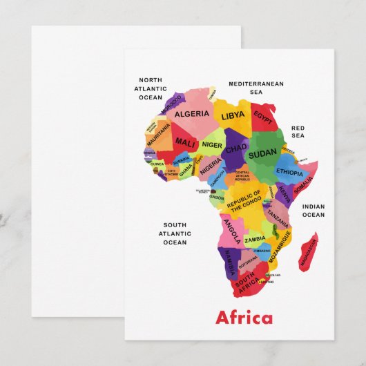 アフリカ地図 水彩 招待状 (正面/裏面)