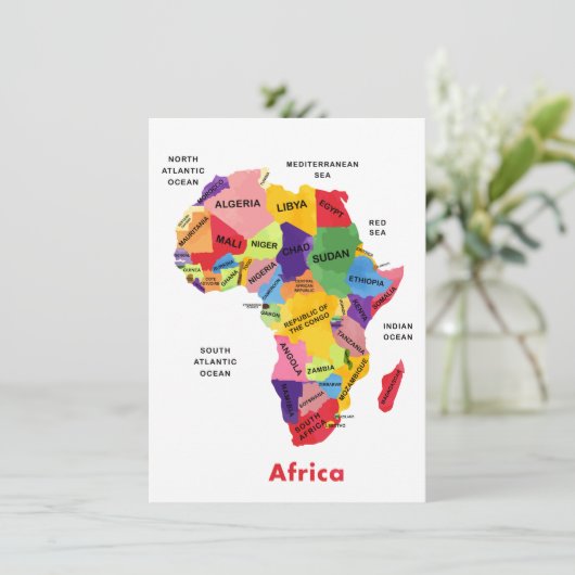 アフリカ地図 水彩 招待状 (スタンド正面)