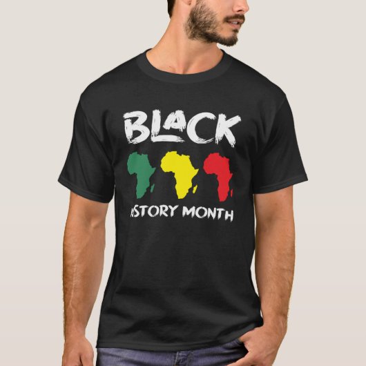 アフリカ地図 黒人歴史月間 Tシャツ (正面)