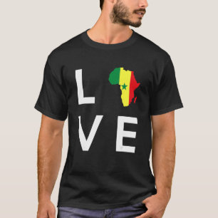 アフリカ大陸のシルエット セネガルの旗 Tシャツ