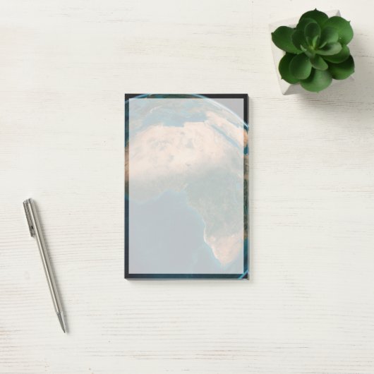 アフリカ大陸の上の宇宙から完全な地球。 ポストイット (オフィス)