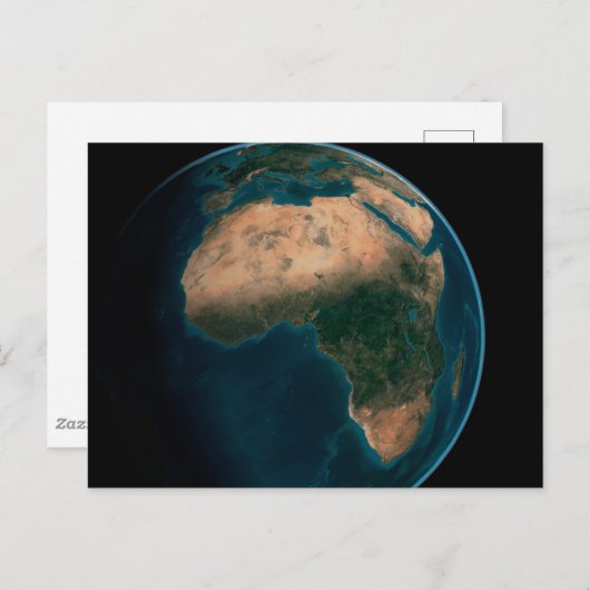 アフリカ大陸の上の宇宙から完全な地球。 ポストカード (正面/裏面)