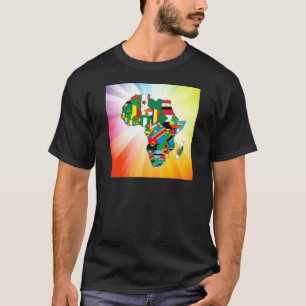 アフリカ大陸の旗地図2 Tシャツ