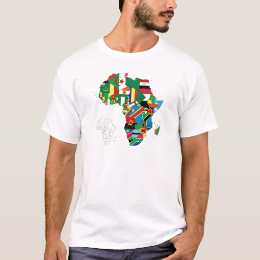アフリカ大陸の旗地図 Tシャツ (正面)