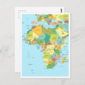 アフリカ大陸の詳細地図 ポストカード (正面/裏面)