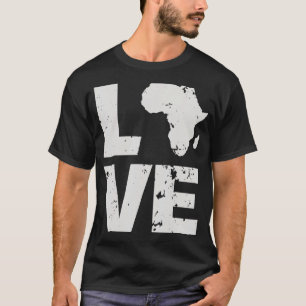 アフリカ大陸地図I愛アフリカ Tシャツ