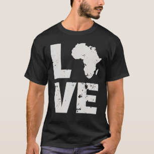 アフリカ大陸地図I愛アフリカ Tシャツ