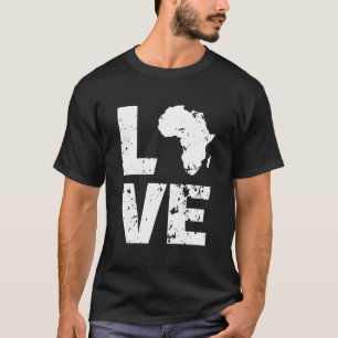 アフリカ大陸地図I愛アフリカ Tシャツ