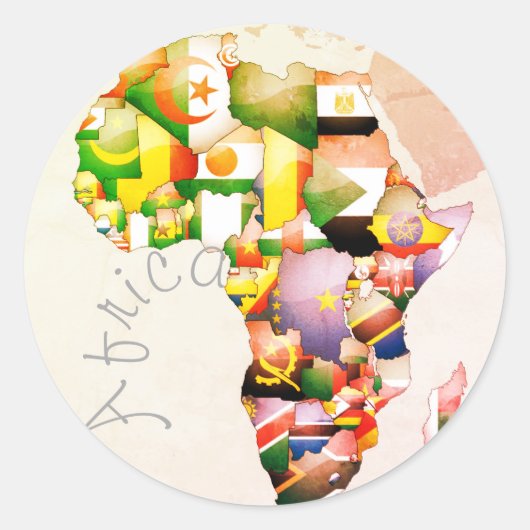 アフリカ大陸美しいママアフリカカラフル ラウンドシール (正面)