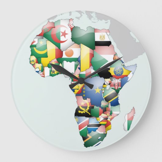 アフリカ大陸美しいママアフリカカラフル ラージ壁時計 (正面)