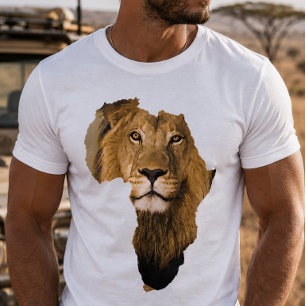 アフリカ大陸 アフリカライオン 動物 Tシャツ
