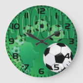 アフリカ大陸 サッカー グリーン デザイン ラージ壁時計 (正面)