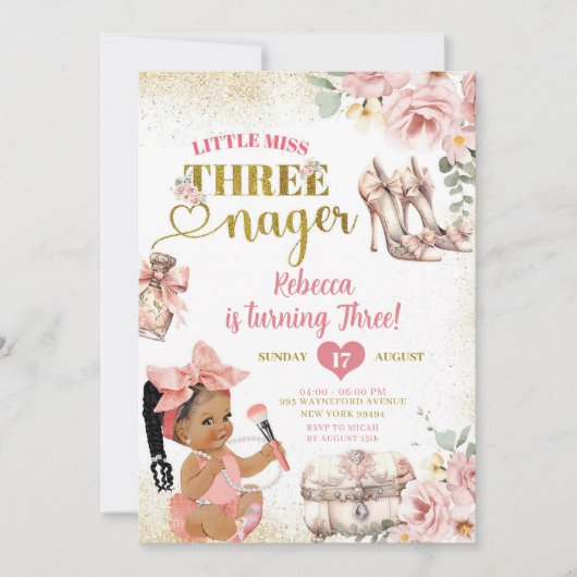 アフリカ女子リトル恋しく思スレーナーガー第3誕生日 招待状 (正面)