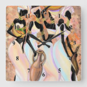アフリカ女性の壁時計 スクエア壁時計 (正面)