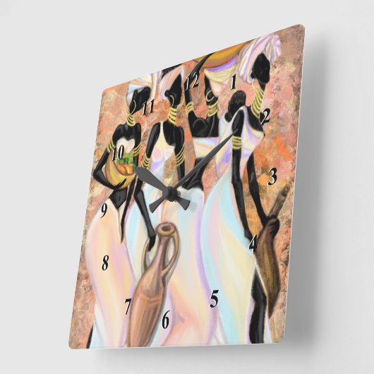 アフリカ女性の壁時計 スクエア壁時計 (傾斜)