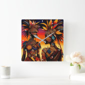 アフリカ女性の壁時計 スクエア壁時計 (ホーム)