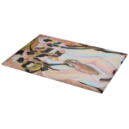 アフリカ女性の板モダン切り絵画の カッティングボード (角)