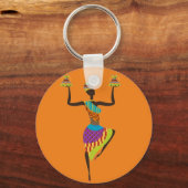 アフリカ女性の部族芸術 キーホルダー (正面)