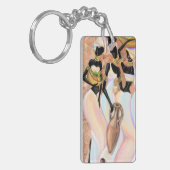 アフリカ女性キーチェーンギフトモダンスタイル絵画ズ キーホルダー (正面左)