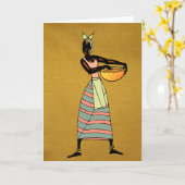 アフリカ女性グリーティングカード カード (黄色い花)