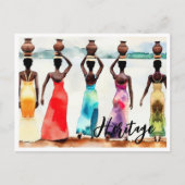 アフリカ女性バスケット頭の長いガウン伝統 ポストカード (正面)