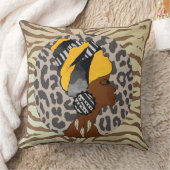 アフリカ女性ボホのアートワーク装飾用クッション クッション (ブランケット)