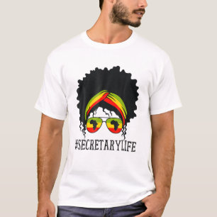 アフリカ女性事務局長Messy Bun Black History Mo Tシャツ