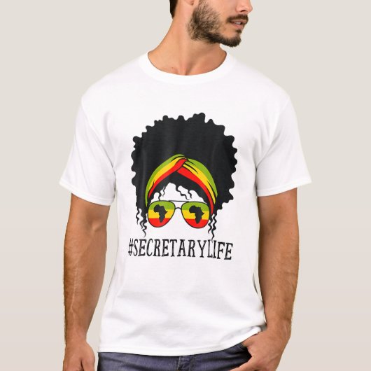 アフリカ女性事務局長Messy Bun Black History Mo Tシャツ (正面)