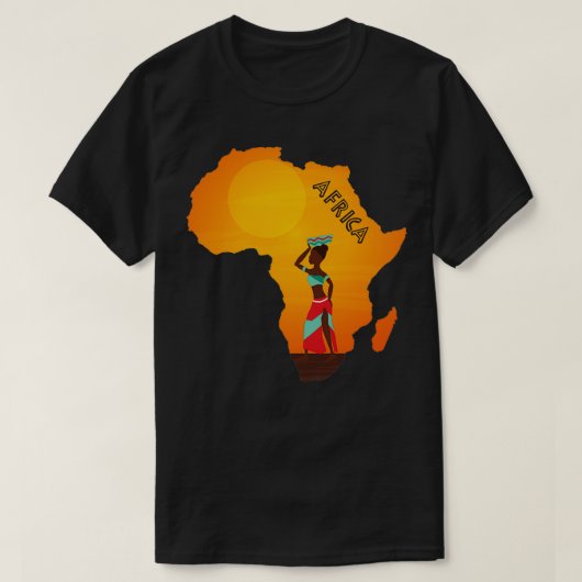 アフリカ女性地図アフリカプライド Tシャツ (デザイン正面)