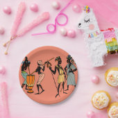 アフリカ女性料理と踊り ペーパープレート (パーティー)