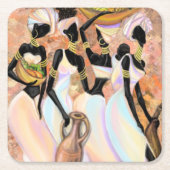 アフリカ女性紙コースターアートスタイル絵を描ズ スクエアペーパーコースター (正面)