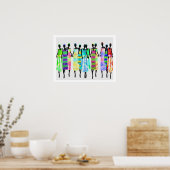 アフリカ女性色鉛筆デザイン ポスター (キッチン)