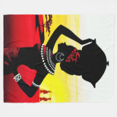 アフリカ女性芸術 フリースブランケット (正面(横))