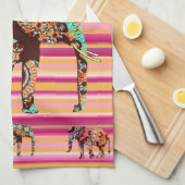 アフリカ女性象のキッチンハンドタオル キッチンタオル (四つ折り)