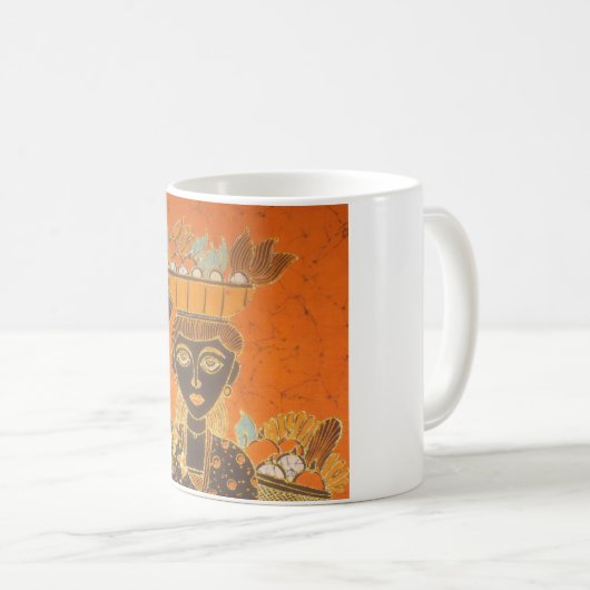 アフリカ女性運バスケットアートプリント コーヒーマグカップ (正面右)