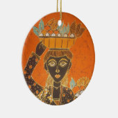 アフリカ女性運バスケットアートプリント セラミックオーナメント (右)
