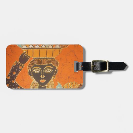 アフリカ女性運バスケットアートプリント ラゲッジタグ (正面横)