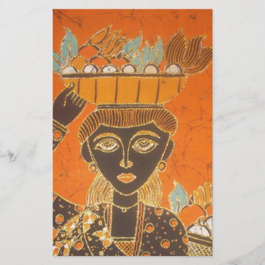 アフリカ女性運バスケットアートプリント 便箋 (正面)