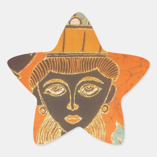 アフリカ女性運バスケットアートプリント 星シール (正面)