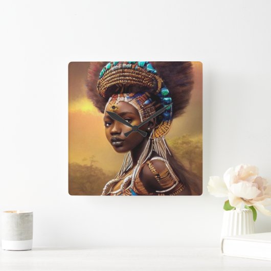 アフリカ女王 – スクエア壁時計 (ホーム)