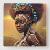 アフリカ女王 –  スクエア壁時計 (正面)
