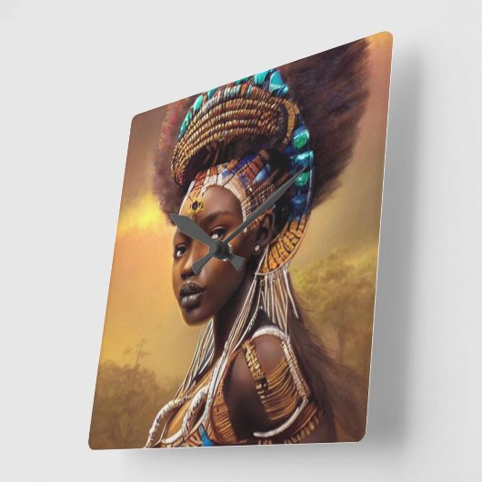 アフリカ女王 –  スクエア壁時計 (傾斜)