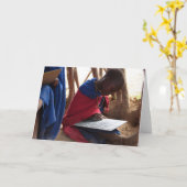 アフリカ学生の挨拶状 カード (黄色い花)