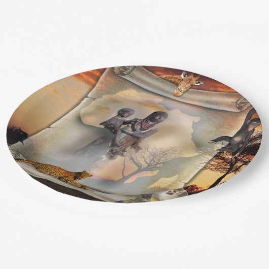 アフリカ巻物 ペーパープレート (アングル)