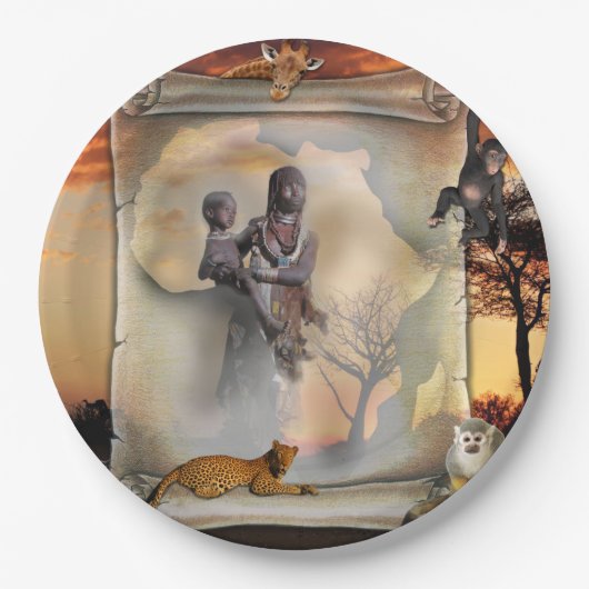 アフリカ巻物 ペーパープレート (正面)