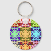 アフリカ市松模様にアポップ・アートの芸術文化カラフルパターン キーホルダー (正面)