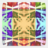 アフリカ市松模様にアポップ・アートの芸術文化カラフルパターン スクエアシール (正面)