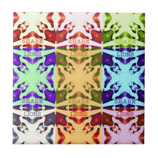 アフリカ市松模様にアポップ・アートの芸術文化カラフルパターン タイル (正面)