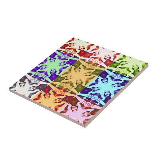 アフリカ市松模様にアポップ・アートの芸術文化カラフルパターン タイル (側面)