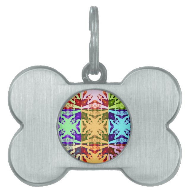 アフリカ市松模様にアポップ・アートの芸術文化カラフルパターン ペットネームタグ (正面)